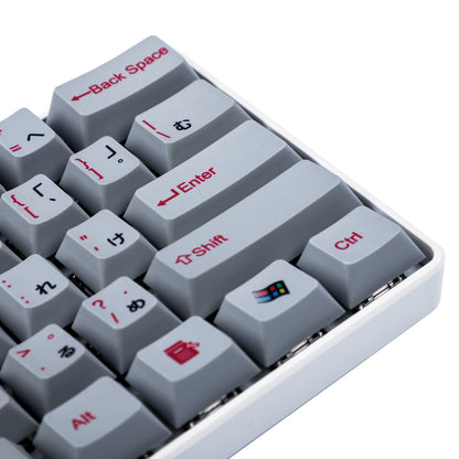 104 Japanese Gray Red Keycaps(Cherry Profile ANSI Dye-Subbed/1.5mm Thickness PBT)