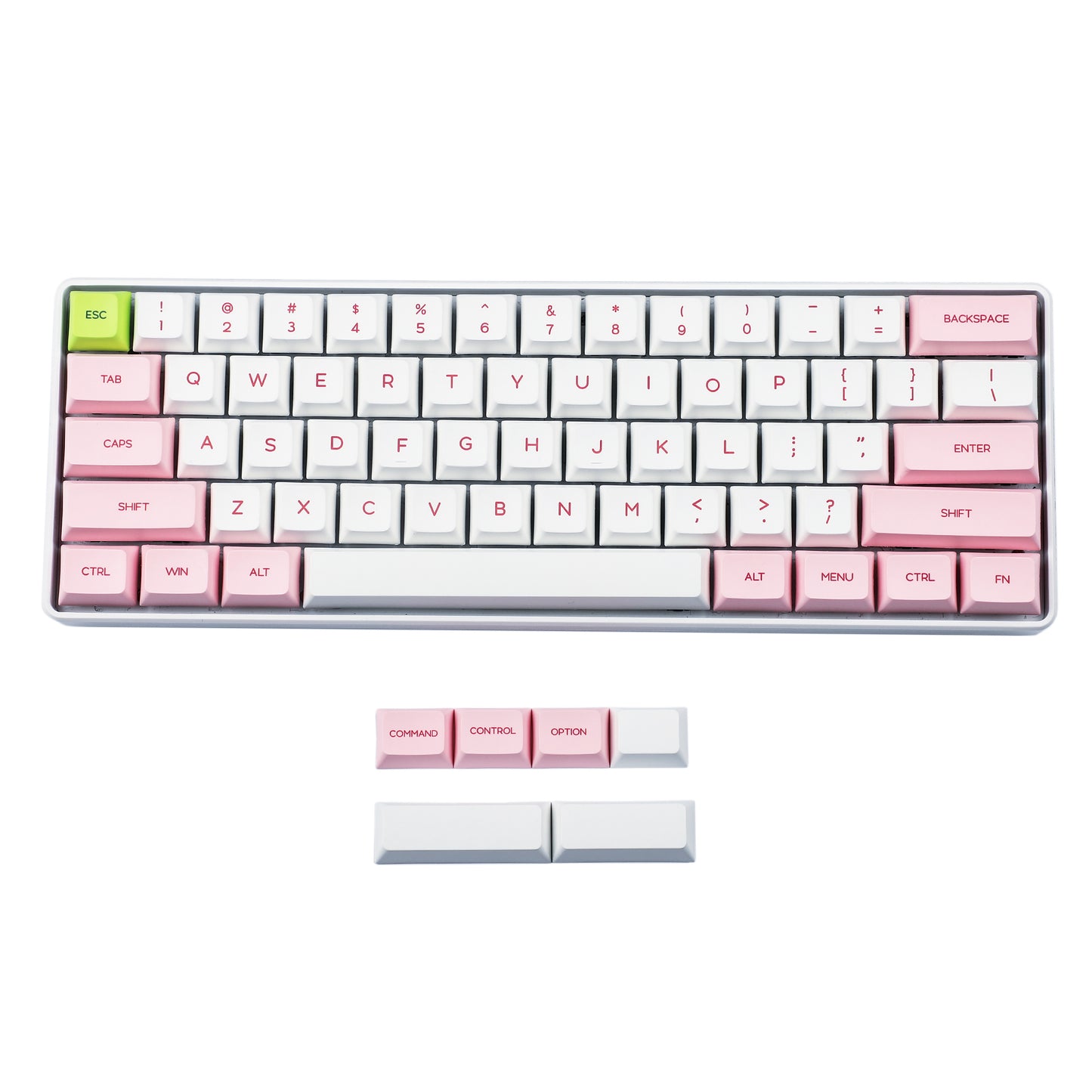 67 Kit 1 Profile Gray White Or Pink White Keycaps(Dye Sub PBT 1.4 mm Thickness/GK61 GK61x GK61xs DZ60 Using)