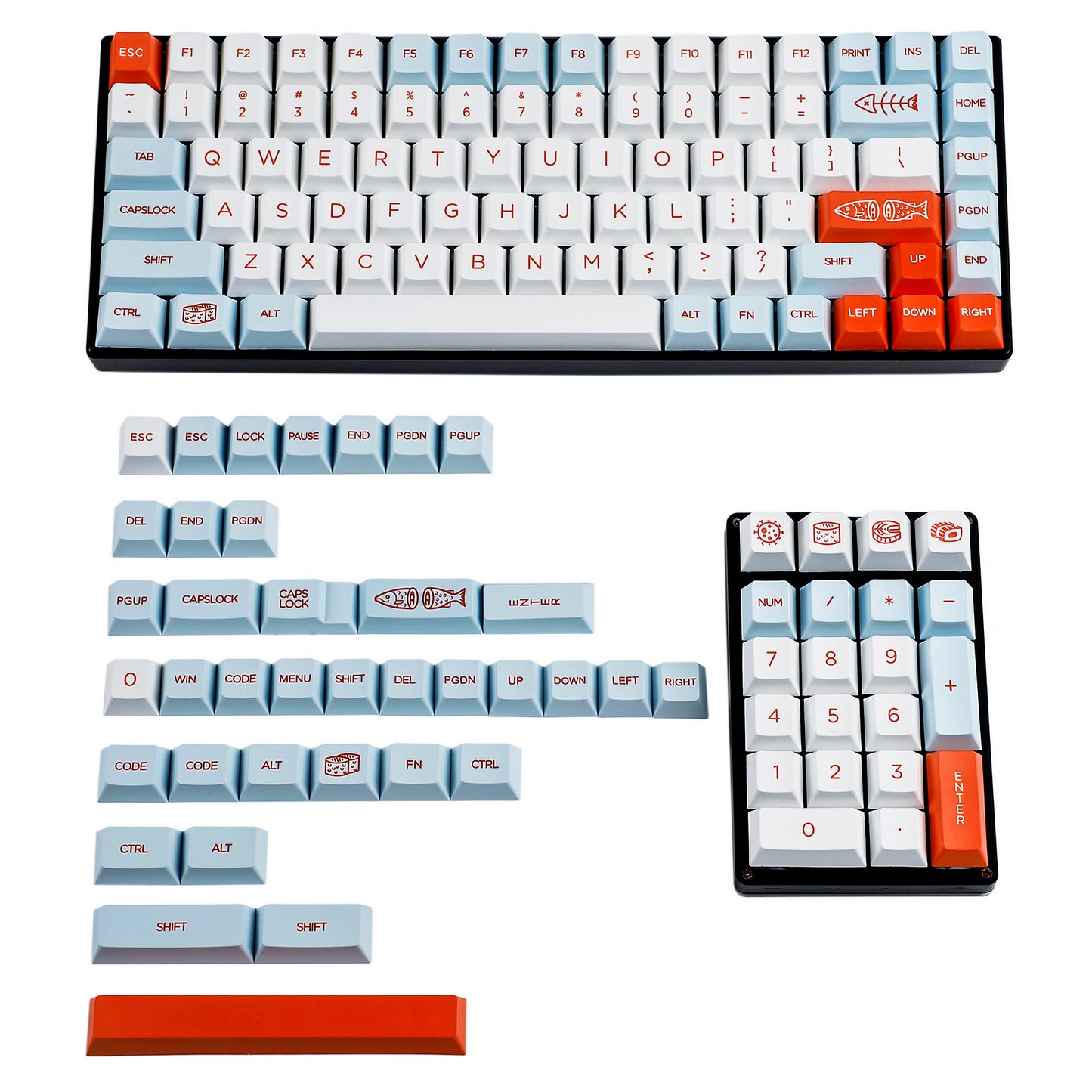 142 Salmon Keycaps(Dye Sub Cherry Profile 1.5mm/ANSI104 TKL GK61 96 75 GMMK NCR80 Using)