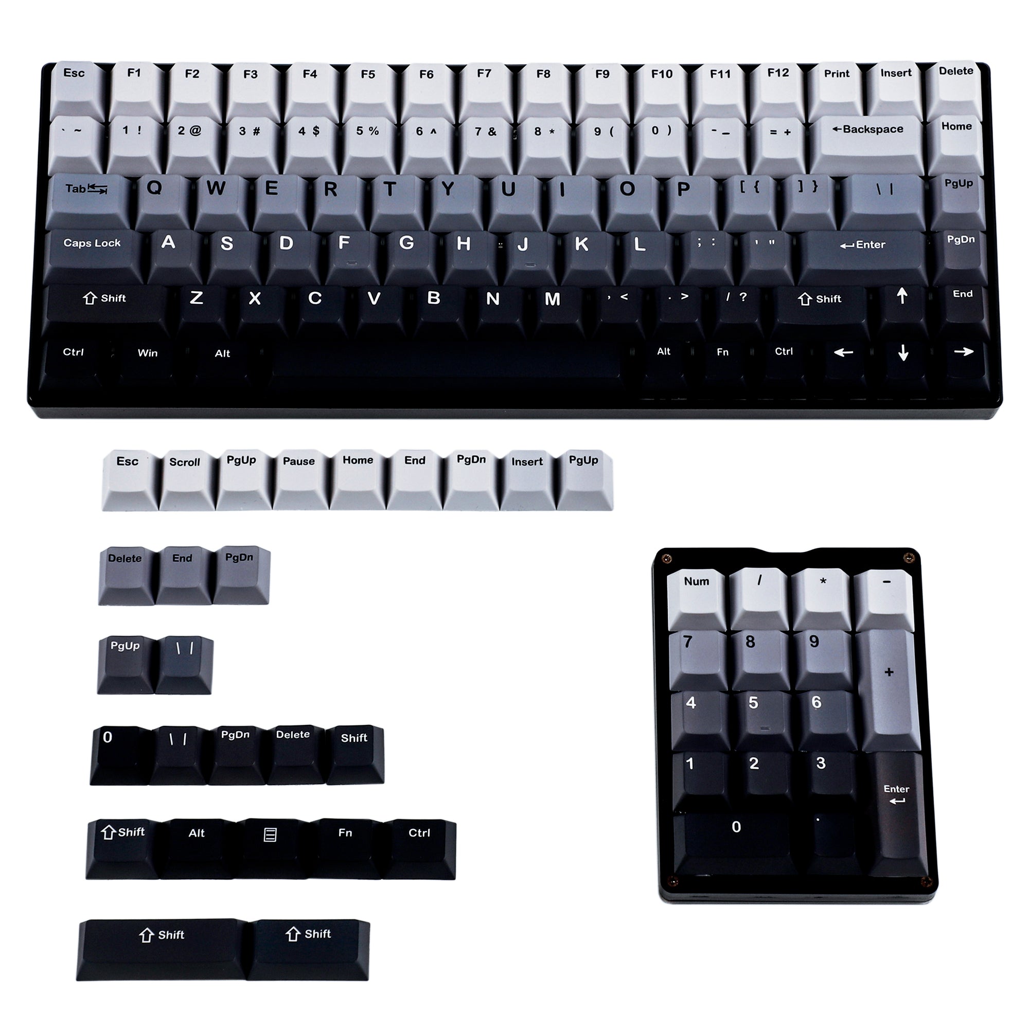 Side Gradient Keycaps 127 Gradient Keycaps(Five Side Dye Sub Cherry Profile PBT 1.5mm/ TKL 6 ...